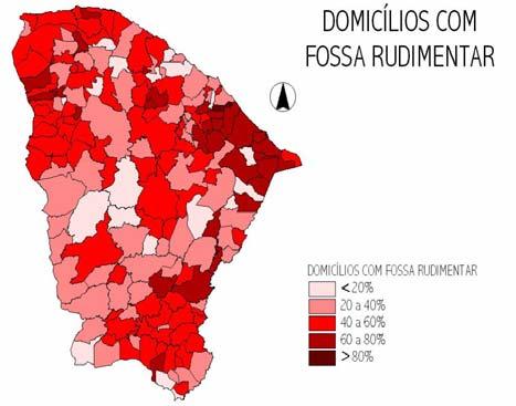 Figura 2 - Situação de abastecimento de água e distribuição dos domicílios com fossa rudimentar