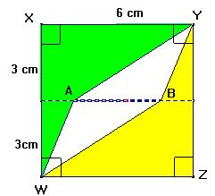 06. Pontos A e B são colocados sobre uma reta que passa pelos pontos médios de dois lados opostos de um quadrado XYZW (ver figura).
