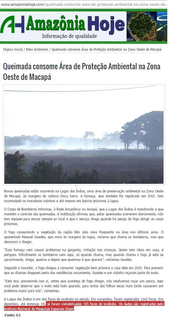 Figura 2 Ocorrência das queimadas no estado do Amapá.