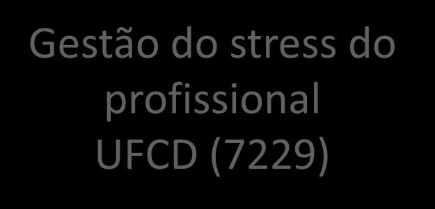 Gestão do stress do profissional UFCD (7229) Técnicos de Saúde, Animadores Sociocultural, Auxiliares de Geriatria, Auxiliares Educativas, Funcionários de Empresas e/ou Instituições, Esteticistas/