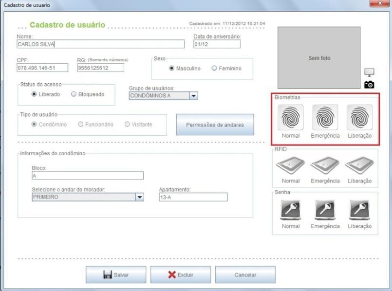 Grupo de Usuários: Nesta seção o grupo de usuários deverá ser selecionado conforme o tipo de usuário que você está cadastrando.