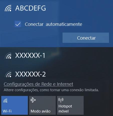 2 Selecione o nome da rede conectada para a desligar. A função Wi-Fi está desativada.