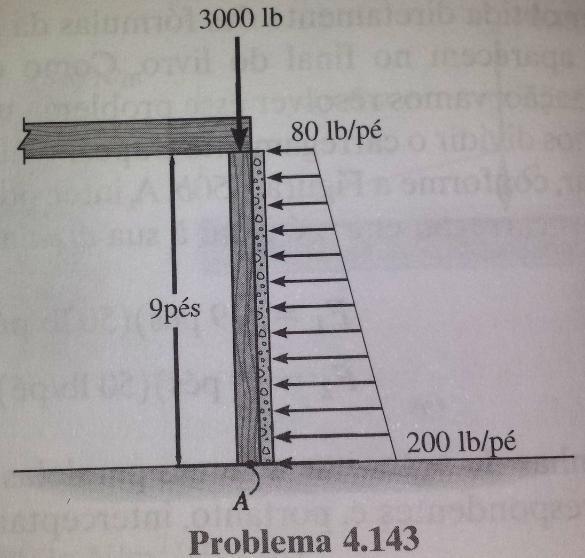 4.143) A coluna é para sustentar o piso superior, que excede uma força de 3.000 lb no topo dela.