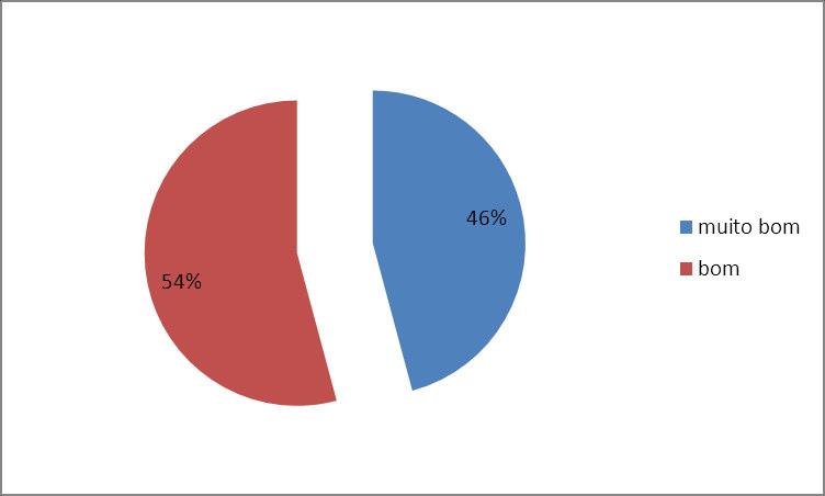 54 Gráfico 5 Relacionamento entre os funcionários Fonte: Soeiro (2014). Dos respondentes, 46% avaliaram como muito bom o relacionamento entre os colegas.