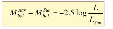 Distancia (brilho bolometrico) Magnitude bolometrica: Magnitude absoluta que poderia ser medida em cada comprimento de onda por um bolometro