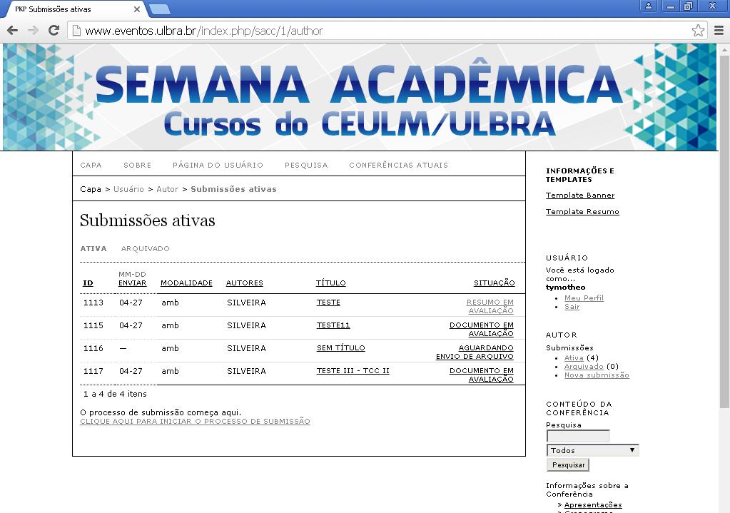 VOCÊ PODE ACESSAR O SEU TRABALHO APÓS