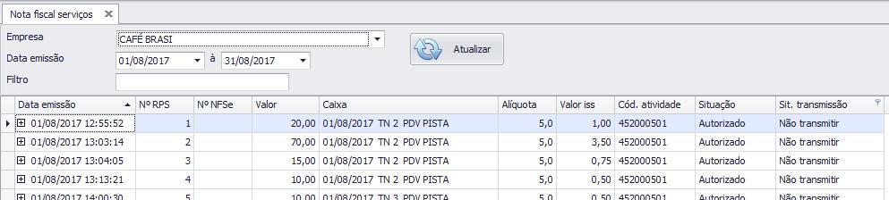 Observação: A NFSe possui 3 situações de transmissão,