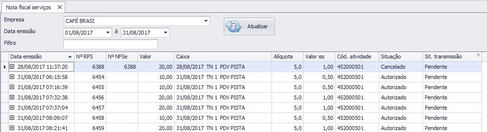 Não transmitir : sistema está configurado para não fazer a