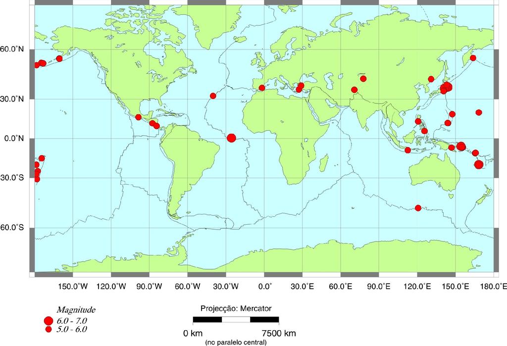 Sismicidade Global Mensal No mês de Maio foram registados sismos (Figura ) com magnitude igual ou superior a.