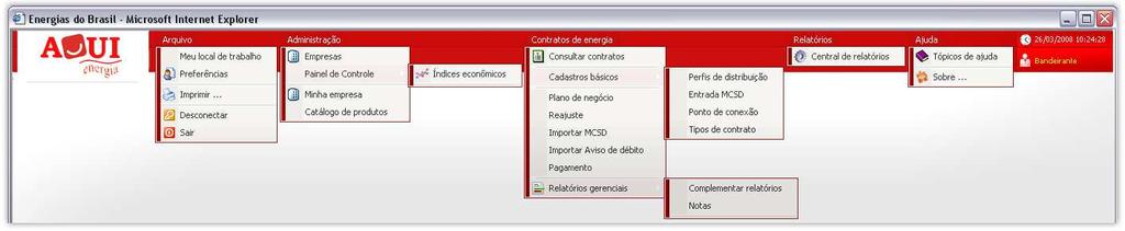 Figura 2 Menu Principal 2.2.1.2. Cadastro de Empresas Para o Cadastro de Empresas devem ser inseridos os dados das partes contratantes, contratadas e, se houver, intervenientes.