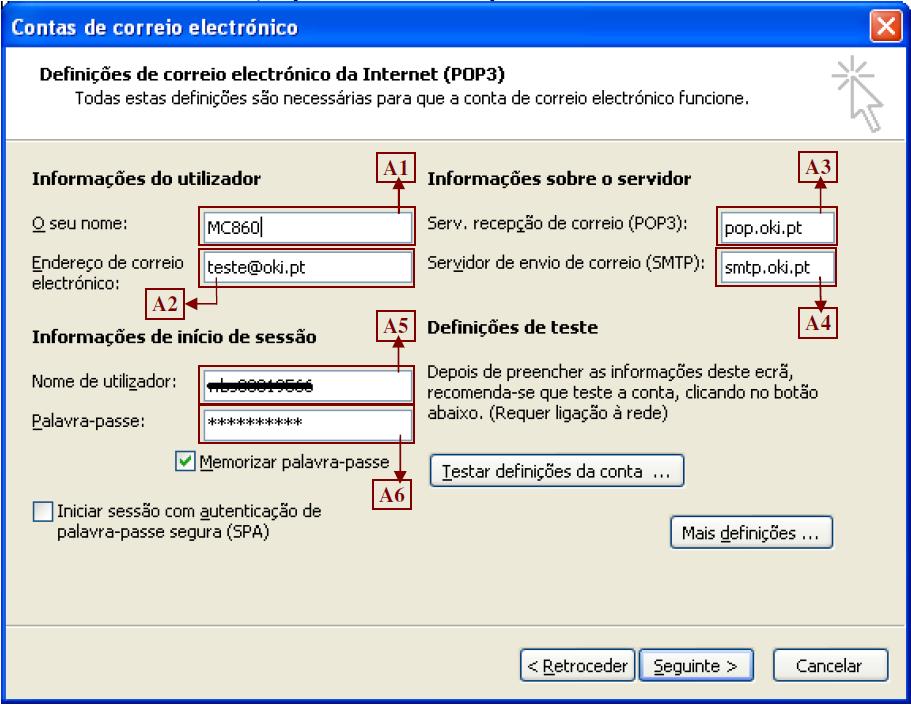 Informação a recolher Rev. 3 Para configuração de digitalização de e-mail é necessário tomar nota de alguns dados do serviço de e-mail.