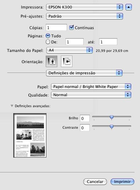 7. Selecione a configuração Tipo de papel que corresponda ao papel colocado na impressora. 8. Selecione a Qualidade de impressão para o seu documento.