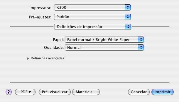 Selecione a configuração Tipo de papel que corresponda ao papel colocado na impressora. 5. Selecione a Qualidade de impressão para o seu documento.