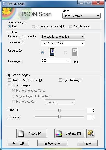 4. Selecione o seu tipo de documento e de imagem, depois selecione as configurações de Destino. 5. Pré-visualize a imagem. 6. Clique em Digitalizar. 7.