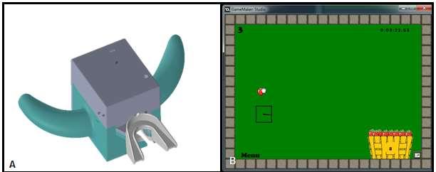 Figura 1: (A) O instrumento e (B) exemplo de um jogo.