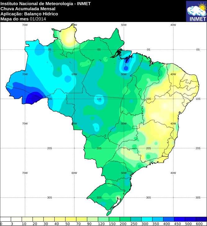 Chuvas acumuladas no Brasil, nos
