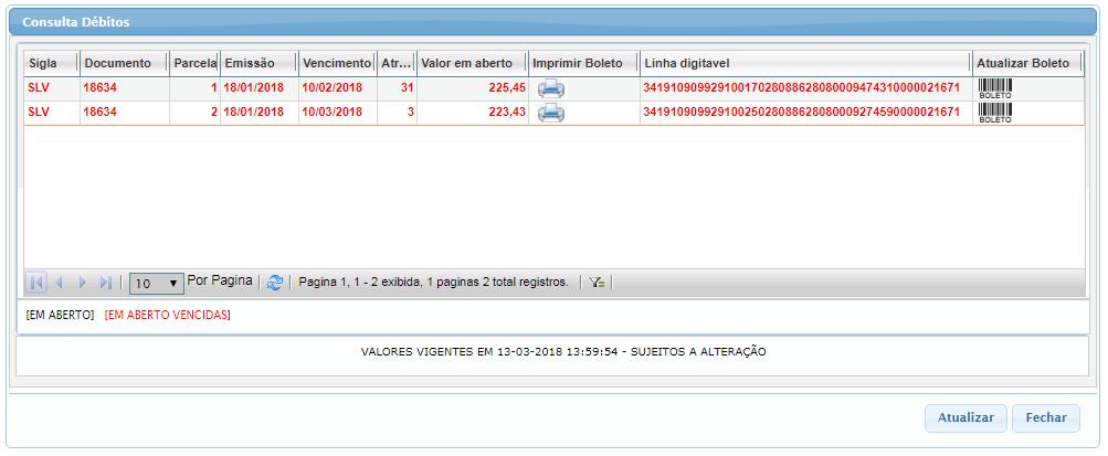 www.vectorinf.com.br Página 10 de 15 Para efetuar a consulta de débitos, selecione a opção Consulta Débitos : Imagem 12 Consulta débitos.