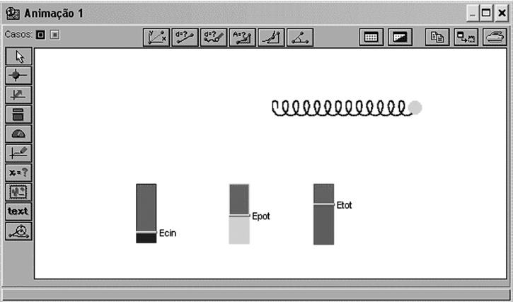 AULA 7 MÓDULO 1 Figura 7.13: Animação do movimento harmônico. As barras representam as energias cinética, potencial e total. A mola é uma figura que segue o movimento do oscilador.