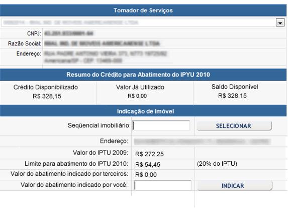 Página 75 de 114 Valor do IPTU: valor do IPTU do exercício corrente Limite para abatimento do IPTU: valor máximo para abatimento do IPTU, limitado a 20% (vinte por cento) do valor do IPTU do