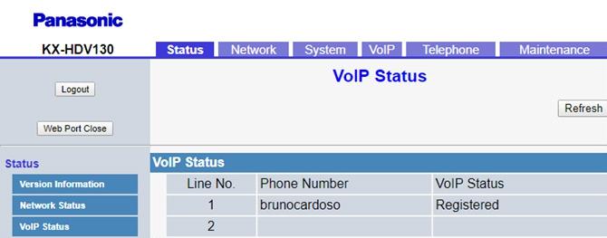 Conferindo o Registro da Conta SIP Nesta Última Etapa, confira se seu Telefone IP aparece Registrado paolamattos Caso