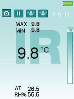 Modo de somente IV No modo de somente IV, o medidor é capaz de medir a temperatura IV, a temperatura do ar, a umidade do ar, a temperatura de ponto de orvalho e a temperatura de bulbo molhado, mas
