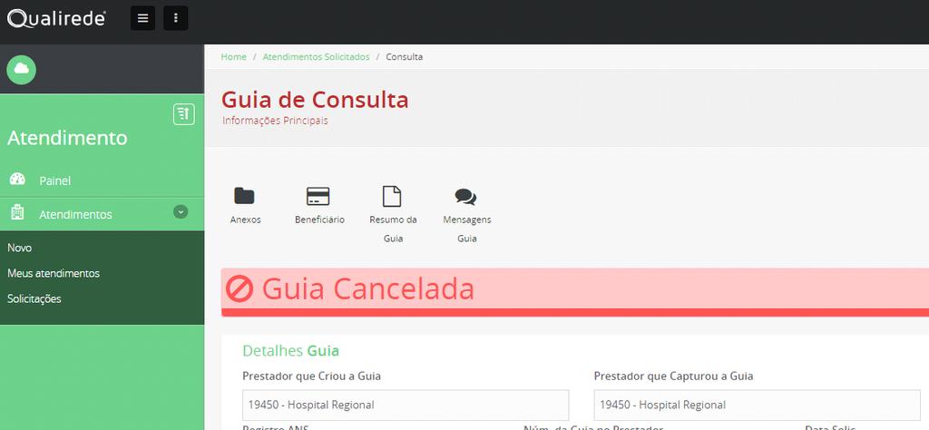 Nessa tela o prestador deverá utilizar os filtros para encontrar a guia