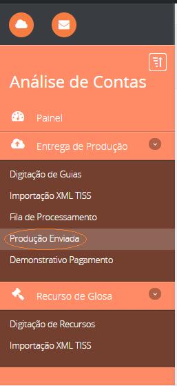 39 Na sequência o prestador deve clicar em Produção Enviada, conforme