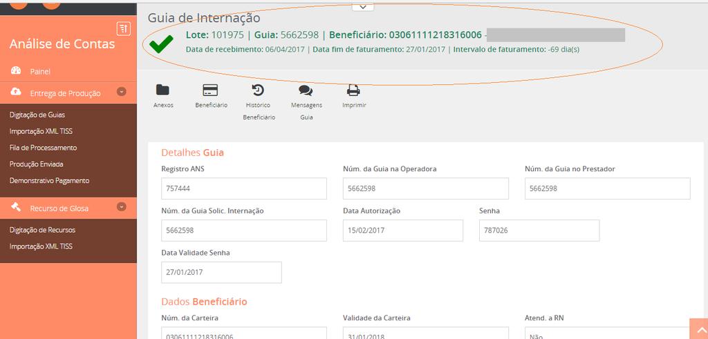 41 Figura 62 Sistema de lotes/guias para análise de