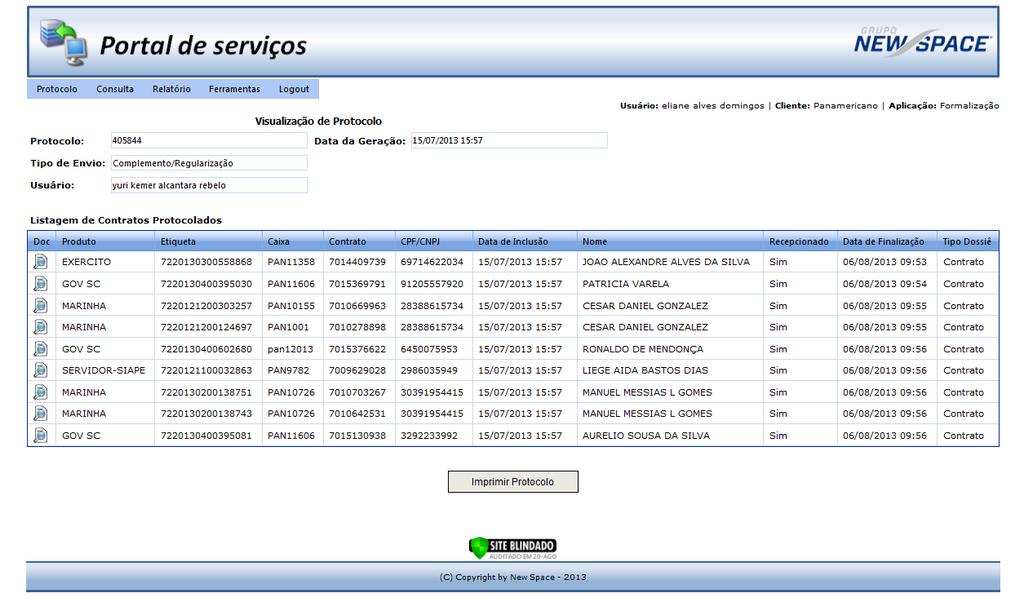 Utilização do site