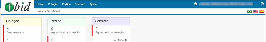 Após o login, o fornecedor será direcionado ao Dashboard. Essa tela contém todos os dados de processos que exigem a atenção do Fornecedor.