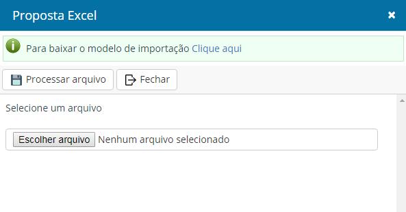 A terceira e última opção é, na parte superior da tela de cotação, clicar no botão Proposta Excel. Essa opção irá permitir baixar (download) de um arquivo Excel com todos os itens sem proposta.