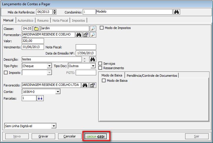 4. Após digitalizar clique no botão gravar para salvar o cadastro.