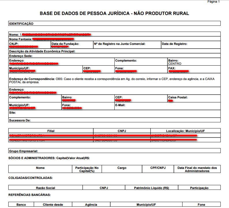 No Sisdia Evolution Opção Lista: É disponibilizada o documento Base de dados de pessoa jurídica.