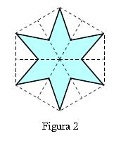 estrela representada na figura 1 tem seis vértices coincidentes com os pontos médios dos lados do hexágono; cada um dos outros vértices coincide com o ponto médio de um segmento de