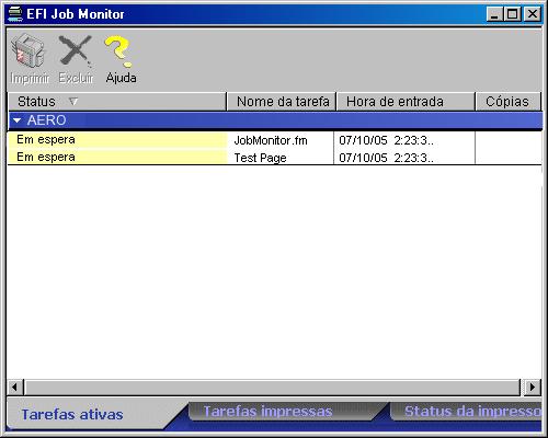 UTILITÁRIOS DE IMPRESSÃO 32 6 Clique em Executar Job Monitor. O Job Monitor abre uma janela de utilitário e estabelece uma conexão com o Fiery EXP8000.