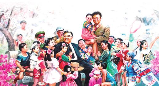 EDITORIAL Líderes norte-coreanos com crianças. A imagem faz um paralelo a passagem de Jesus com os pequenos.