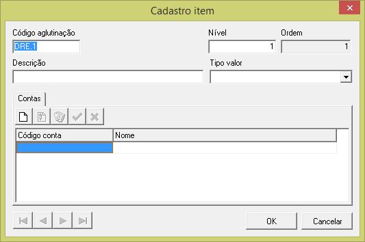 Ao incluir/editar ou visualizar um item, será apresentada a seguinte tela: Código aglutinação: Identificação do item no Escrituração Digital.