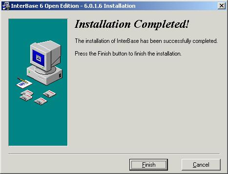 Quando o processo chegar ao fim, pressione o botão <FINISH>, e a instalação do INTERBASE estará concluída com sucesso.