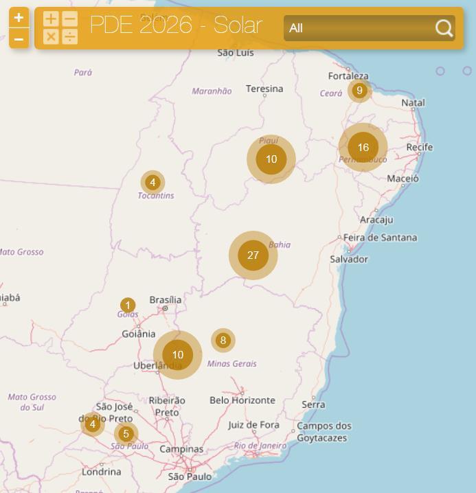 FONTE SOLAR Expansão concentrada no semiárido nordestino (cerca de 2/3 da potência) Principais biomas: Caatinga e Cerrado Deve-se