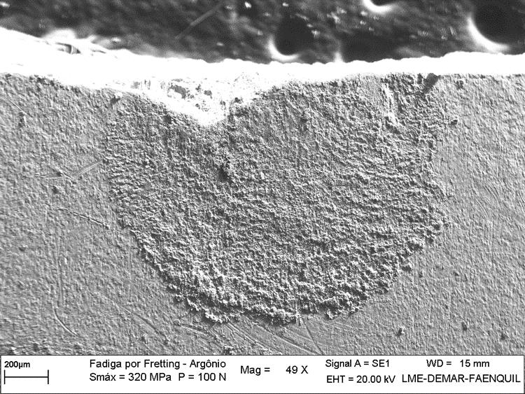 ESTUDOS EM FADIGA POR FRETTING Formação de detritos (debris) - Processo de
