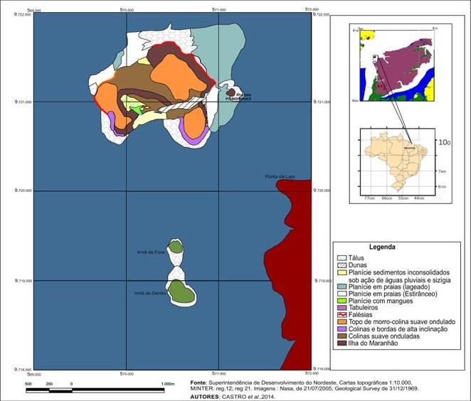 Figura 1 Mapa das unidades geomorfológicas da ilha do