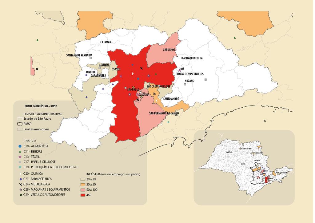 Reúso de efluentes: Mapa 6: Emprego x distribuição dos principais