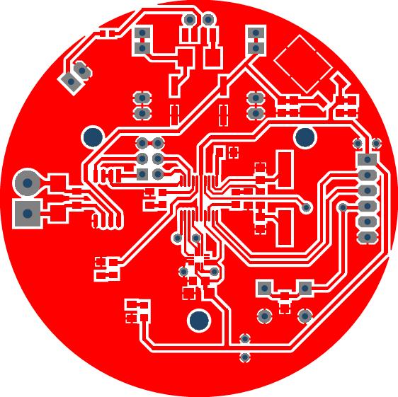 Figura 11 - Placa de circuito impresso do módulo da IMU: (a) top layer, (b) bottom layer, (c) renderização