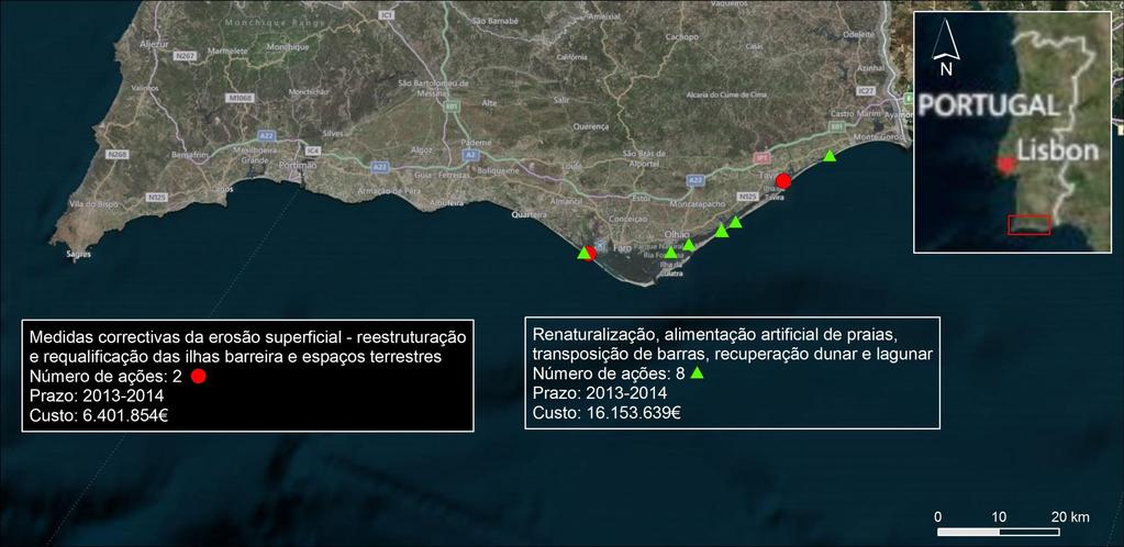 3. SITUAÇÃO ATUAL Mapa das intervenções PAPVL PL Ria Formosa Medidas corretivas da erosão superficial reestruturação e requalificação das