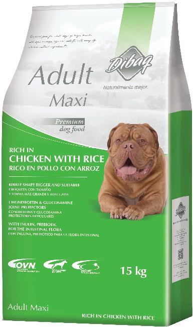 DIBAQ DNM ADULT MEDIUM CHICKEN & RICE Alimento completo para cães adultos de raça média com atividade física média-alta, contém uma cuidadosa seleção dos ingredientes naturais.