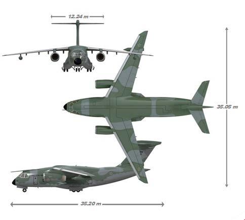 EMBRAER KC-390 Aeronave de transporte táctico multi-missão com capacidade para transportar 26 ton de carga.