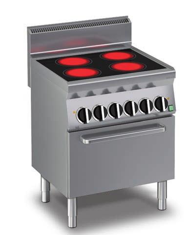 placas redondas de 2,6 kw cada, de temperatura ajustável Forno eléctrico: Termostato de segurança Capacidade do forno: máx.