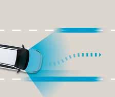 Caso detete uma possível colisão com o veículo da frente ou um peão, o sistema alerta o condutor e, se necessário, reduz ou para automaticamente o veículo.