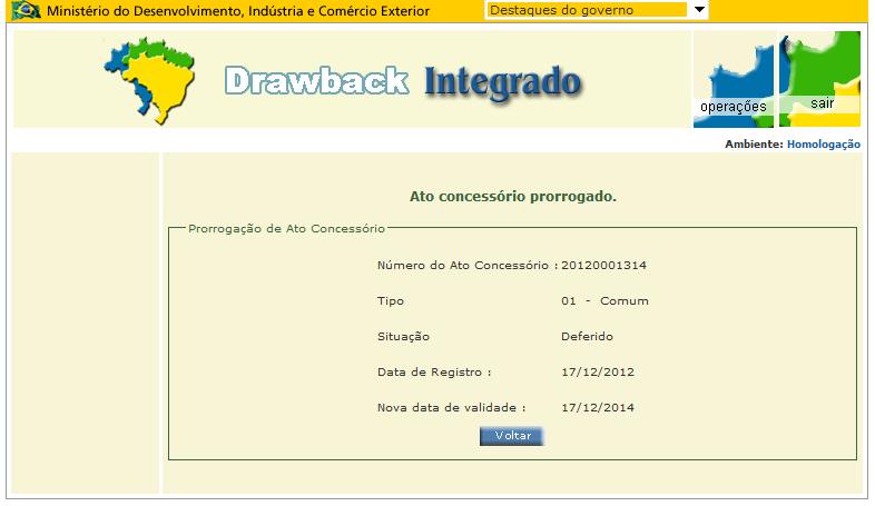 O prazo de vigência do drawback será contado a partir da data do deferimento do respectivo ato, independente da data da primeira importação.