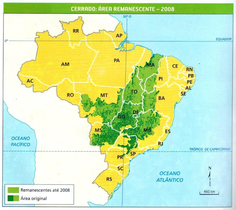 Impactos Ambientais no Cerrado e no Pantanal Cerrado Expansão da ocupação do Centro
